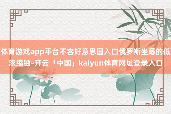 体育游戏app平台不容好意思国入口俄罗斯坐蓐的低浓缩铀-开云「中国」kaiyun体育网址登录入口